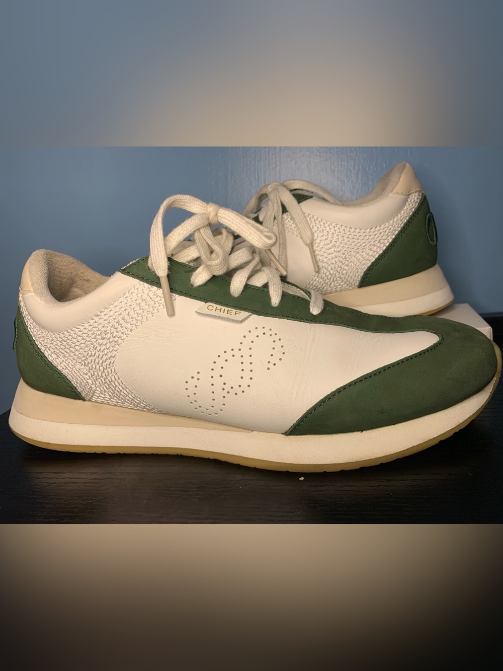 Saysh Green & White Women's Athletic Sneakers